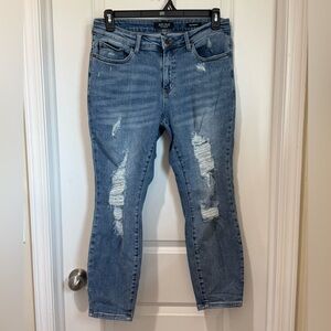 Judy Blue Distressed Medium Blue Jeans